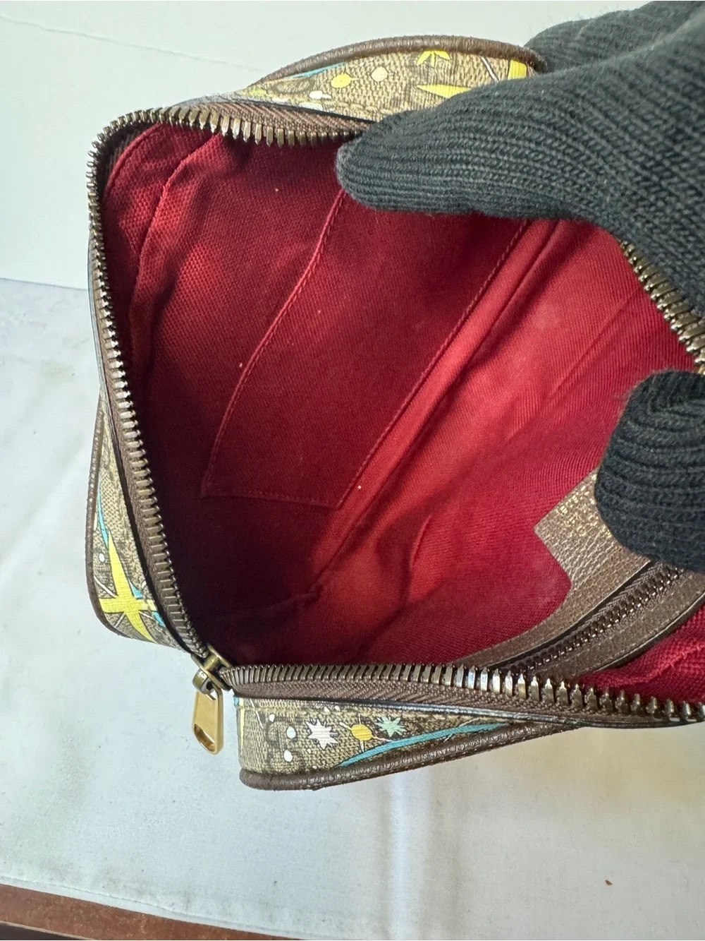 Gucci Brown Donald Duck Print Belt Bag with Blue Accents